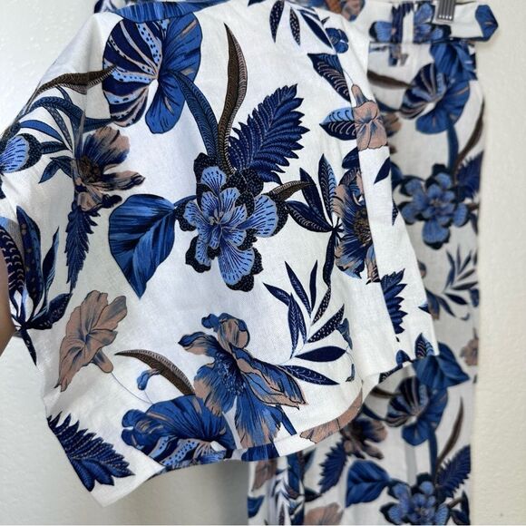 Sigrid Olsen Floral Belted Linen Blend Pants Size 6 - Picture 6 of 12